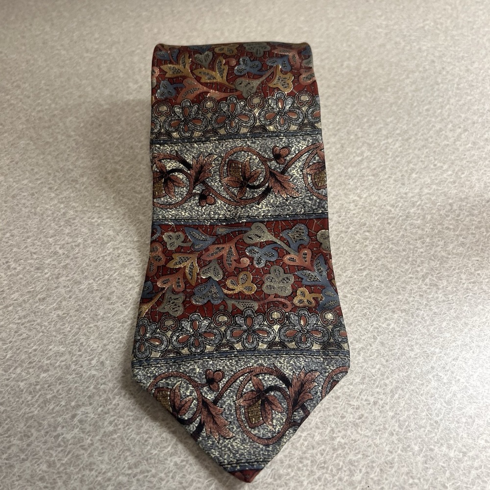 Vintage Etienne Aigner Men's Silk Tie Abstract Floral Pattern Multicolored